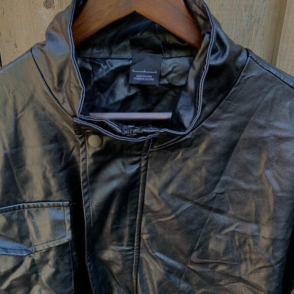 Vintage Nike Leather Jacket Large Black - Picture 6 of 15